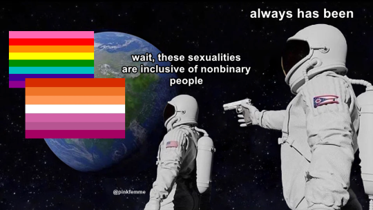 you hear me: homosexuality is inclusive of nonbinary people. nonbinary isn’t a ‘third gender’ and there are so many different...