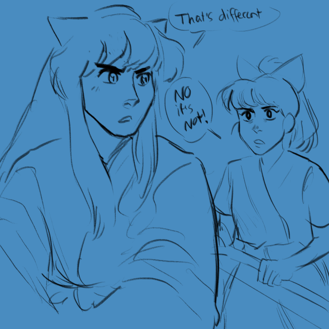 alitan99:So I had this made up scene in my head. Moroha wants to help protect her