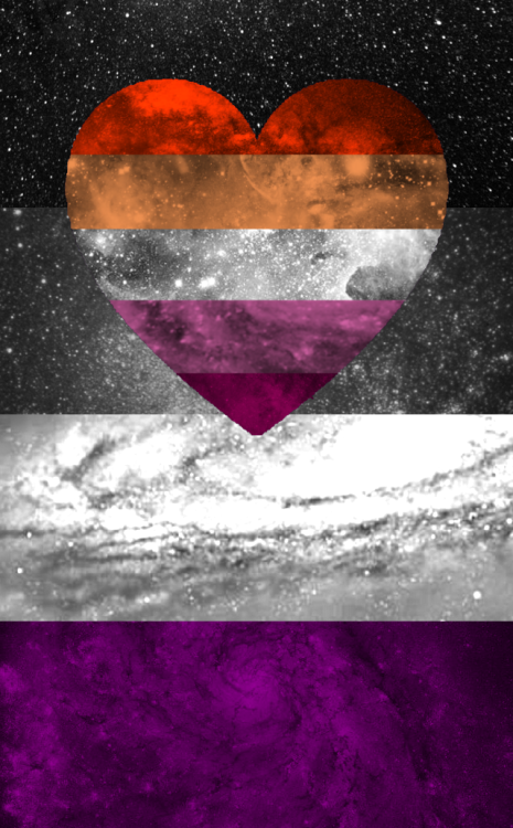 Asexual Lesbian Galaxy Flag + Background