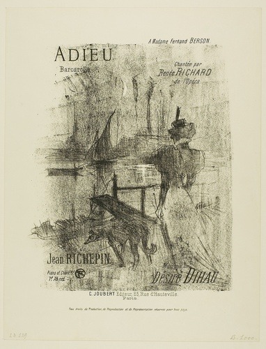 Farewell, from Mélodies de Désiré Dihau, Henri de Toulouse-Lautrec, 1895, Art Institute of Chicago: 