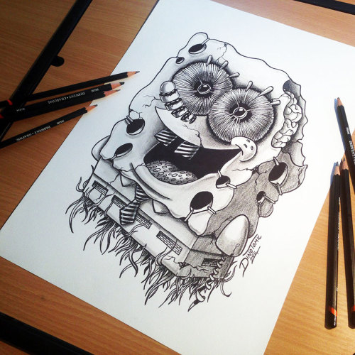 cubebreaker:  Tattoo artist Dino Tomic spends his free time on this series of incredibly detailed pencil drawings.