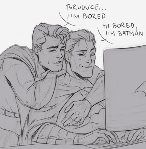 lynbee-art: Bruce ain’t having none of it, Clark if I stole someone’s joke then I’