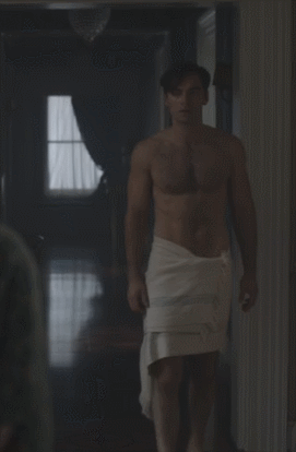 theheroicstarman:  Aidan Turner shirtless and in a towel in And Then There Were None.