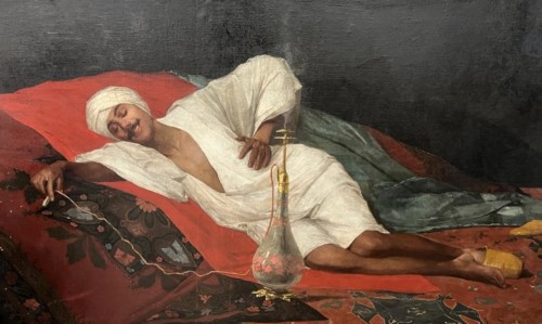 androphilia:  The Smoker by Luigi Scorrano, 1872Oil paint on canvas48 13⁄16 × 80 45⁄64 in / 124 × 205 cm