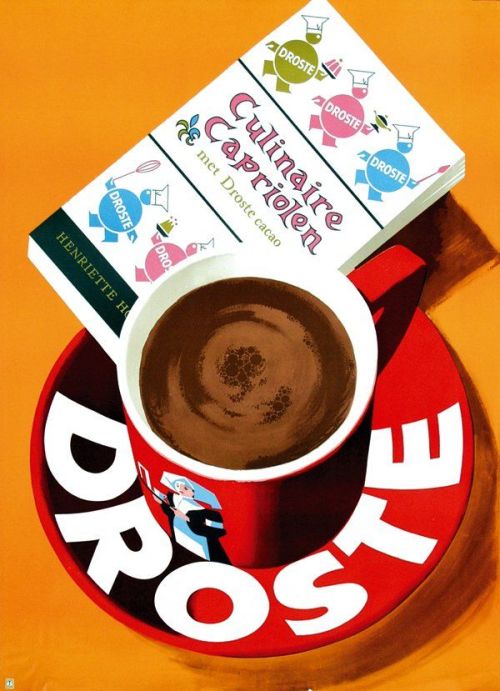 Frans Mettes, poster illustration for Droste cacao, 1961. Netherlands