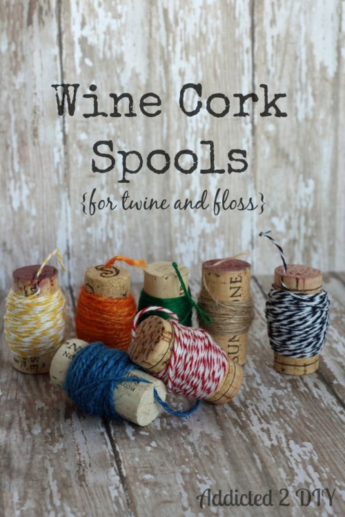 Wine Cork Spools {for twine and floss}Clever way to store...