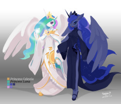 epicbroniestime:  Princess Celestia and Princess Luna by ~TysonTan 