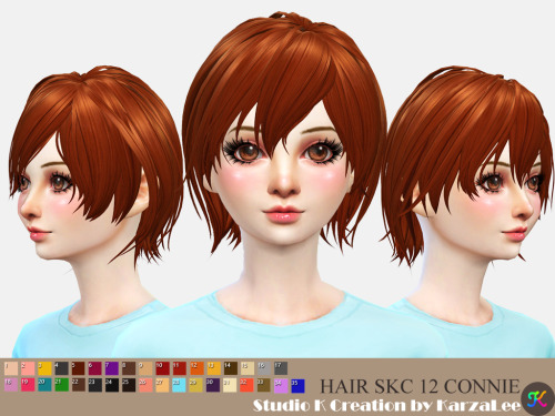 Hair SKC 12 CONNIE (S4CC)standalone / 35 colors / new mesh by me / base game /hat compatibleDownload