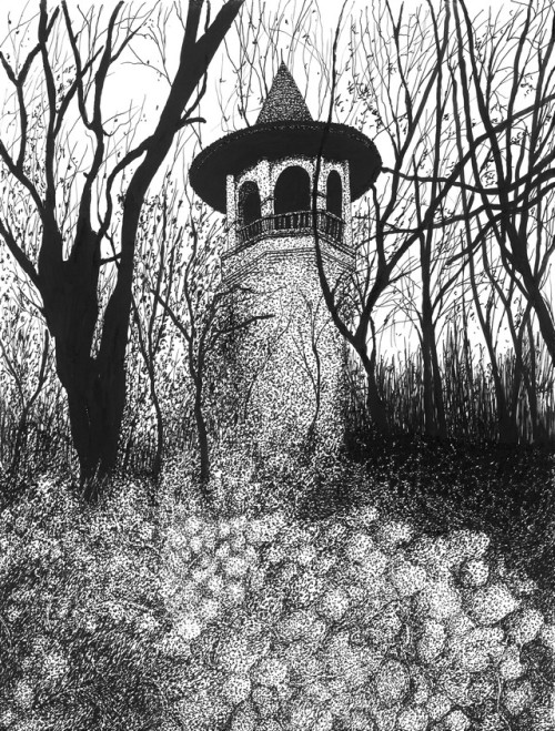 “Autumn Witch”  by Larry EhrlichProspect Park Water Tower, MinneapolisDrew most of this one at the U