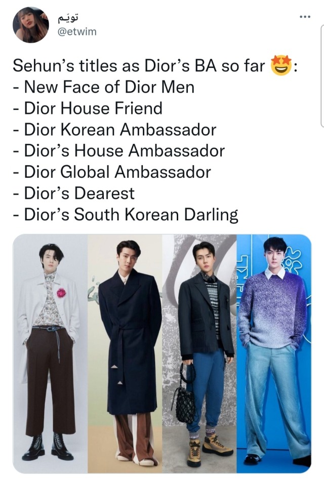 K Crush  SEHUN EXO TRỞ THÀNH TÂN ĐẠI SỨ TOÀN CẦU CỦA DIOR Ngay sau khi  show diễn online Dior Men Fall 2022 kết thúc nhà mốt này đã công bố