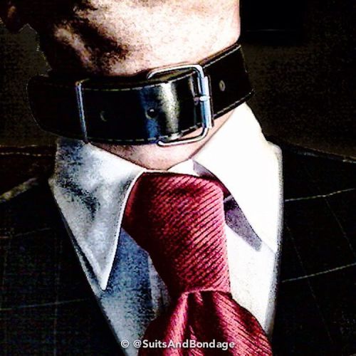 #SuitsAndBondage #bondage #dapperbondage #bdsm #tight #dogcollar #tightcollar #gagged #ballgag #form