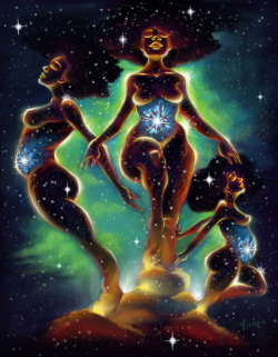 fyblackwomenart:  Nebula - An interstellar cloud of dust, hydrogen, helium, and other ionized gases. The formations of gas, dust,, and other materials “clump” together to form larger masses, which attract further matter, and eventually will become