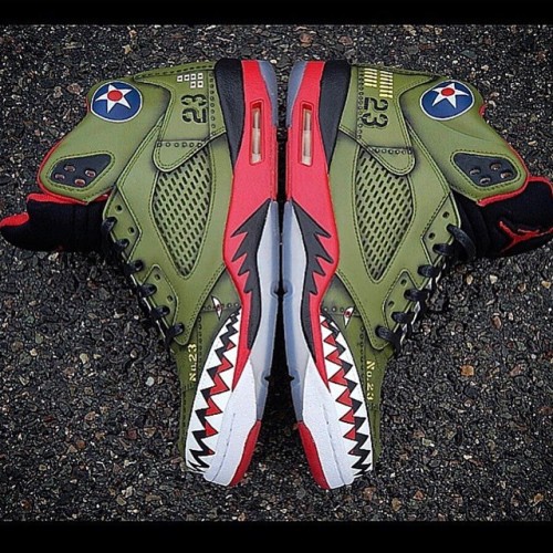 kickzzondeck: Air Jordan 5s “Pilots”Like and reblog if you like these custom 5ski