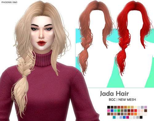 Emilia Hair ❣️New Mesh45 SwatchesBase Game CompatibleAll LodsDOWNLOAD (free with no ads!) Jada Hair 