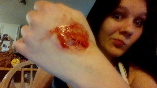 it’s not halloween yet but I’ve already got the gore makeup on