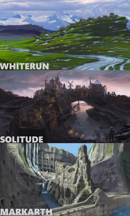 elvish-scholar:gamercrunch:These are the concept designs for some cities in the Elder Scrolls V Skyr