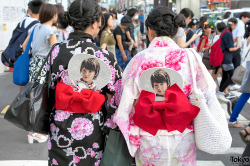 Summer yukata on the street in Harajuku.