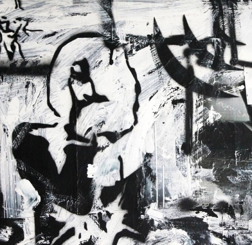  'Black And White' Close-up Size: 110 H X 148 W X 2 Cm, 43.3" X 58.3" X 0.8" //#abstractexpressionism