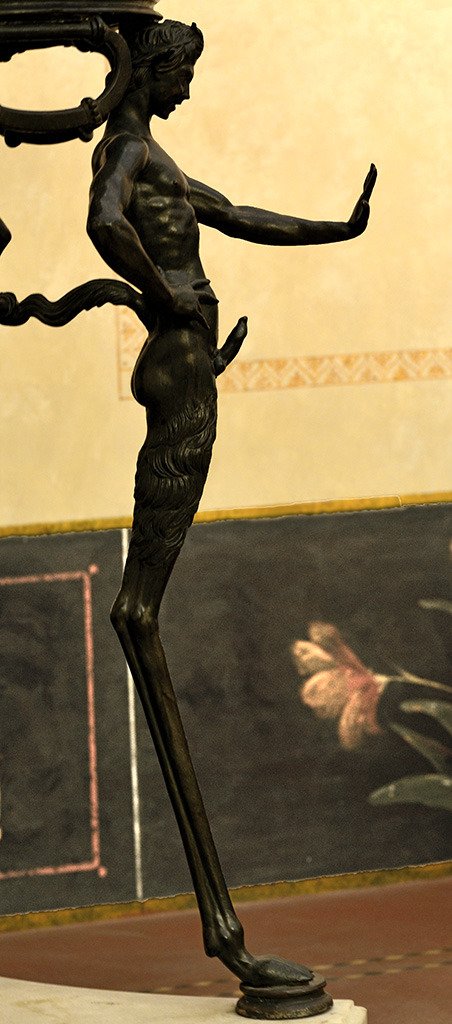theancientwayoflife: ~Tripod with young ithyphallic Satyrs as legs. Medium: Bronze