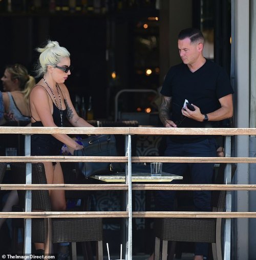 July 28, 2019 - Lady Gaga and her monitor engineer Dan Horton, at Granville restaurant in Studio Cit