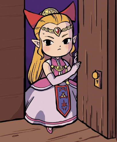 jfw90:  bunniidraws:  “Four Swords Princess Zelda struggling to get through a doorway because of her extremely poofy dress”  Poofy 