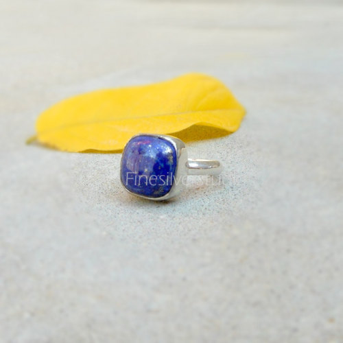 925 Sterling Silver Lapis Lazuli Ring - Lapi Gemstone Rings - Lapis Ring - Blue Gemstone Ring - Birt