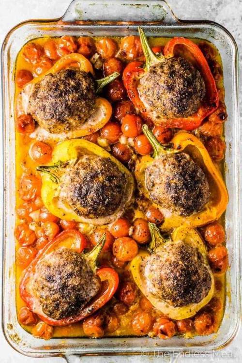 Meatball Stuffed Peppers In Cherry Tomato Sauce