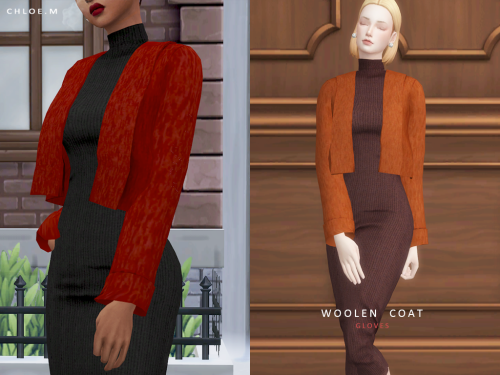  ChloeM-Woolen Coat Created for :The Sims416 colorsFind in  Accessories-GlovesHope you like it!Downl