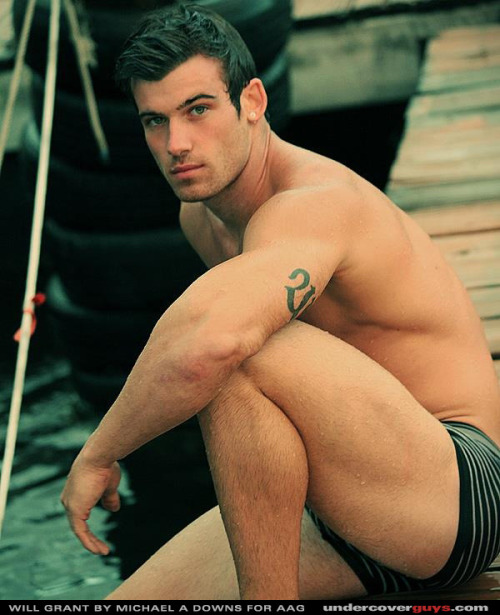 coachcanbeverypersuasive:  undercoverguys:  Will Grant Will Grant is an Undergear and AAG model, photographed by Michael A. Downs. Will, a professional BMX racer is shown here in and out of his striped Papi undies climbing up on the docks and boats