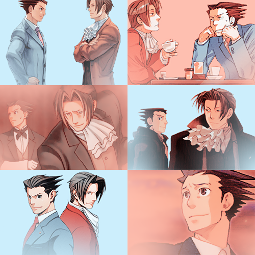 amirnizuno:get to know me; [6/7] couples ➝ miles edgeworth and phoenix wright↳ a man appeared and st