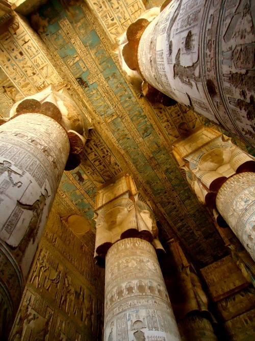 ankh-uas-djed-nefer:Pillars at the Temple of Hathor - Dendera, Egypt 2013