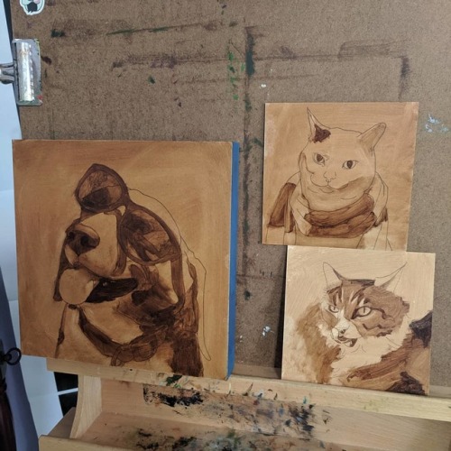 It&rsquo;s underpainting day in the studio!  . #petportrait #catpainting #catart #catsofinstagra