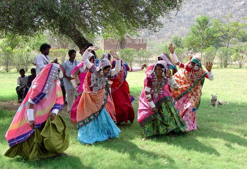 Lambadi tribal women dancing in Anupu Village, near Nagarjuna Sagar in Guntur district, Andhra Prade
