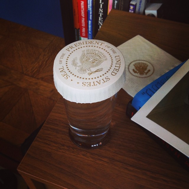 edwardspoonhands:  In case the President got thirsty there was a glass of water for