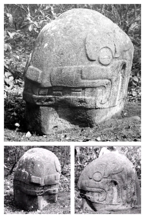 mirekulous:Interesting set of old photographs of a Giant Stone Head… It’s seems half of it is still 
