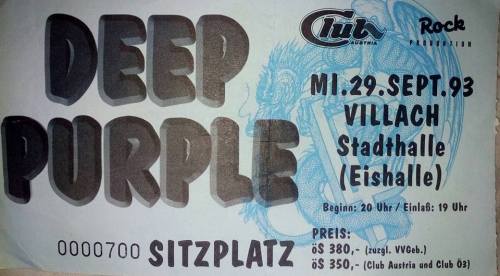 Deep Purple1993 ticket The Battle Rages On tour, Villach / Austria