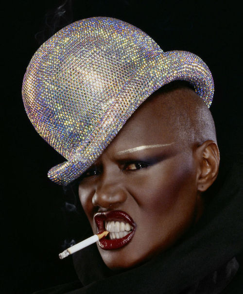 sendommager:V spring/summer 2008Grace Jones photographed by Jean-Paul GoudeHat made by Philip Treacy
