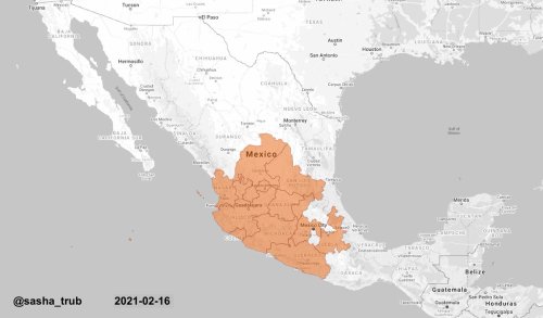 Mexican states that experienced rolling blackouts on 16 Feb 2021.by@sasha_trub