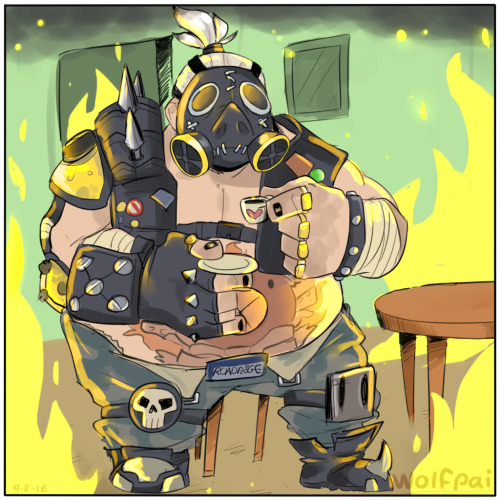 wolfpai999: “This is fine” meme Junkrat and Roadhog addition because what character woul