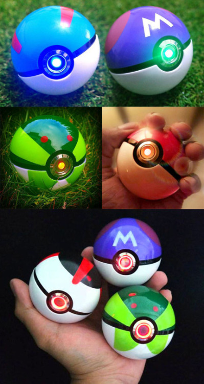 retrogamingblog:  Custom Light-Up Pokeballs made by ThePhoenixOrbProject Can also be custom-made to shake simulating the capture of a Pokemon Check em out here 