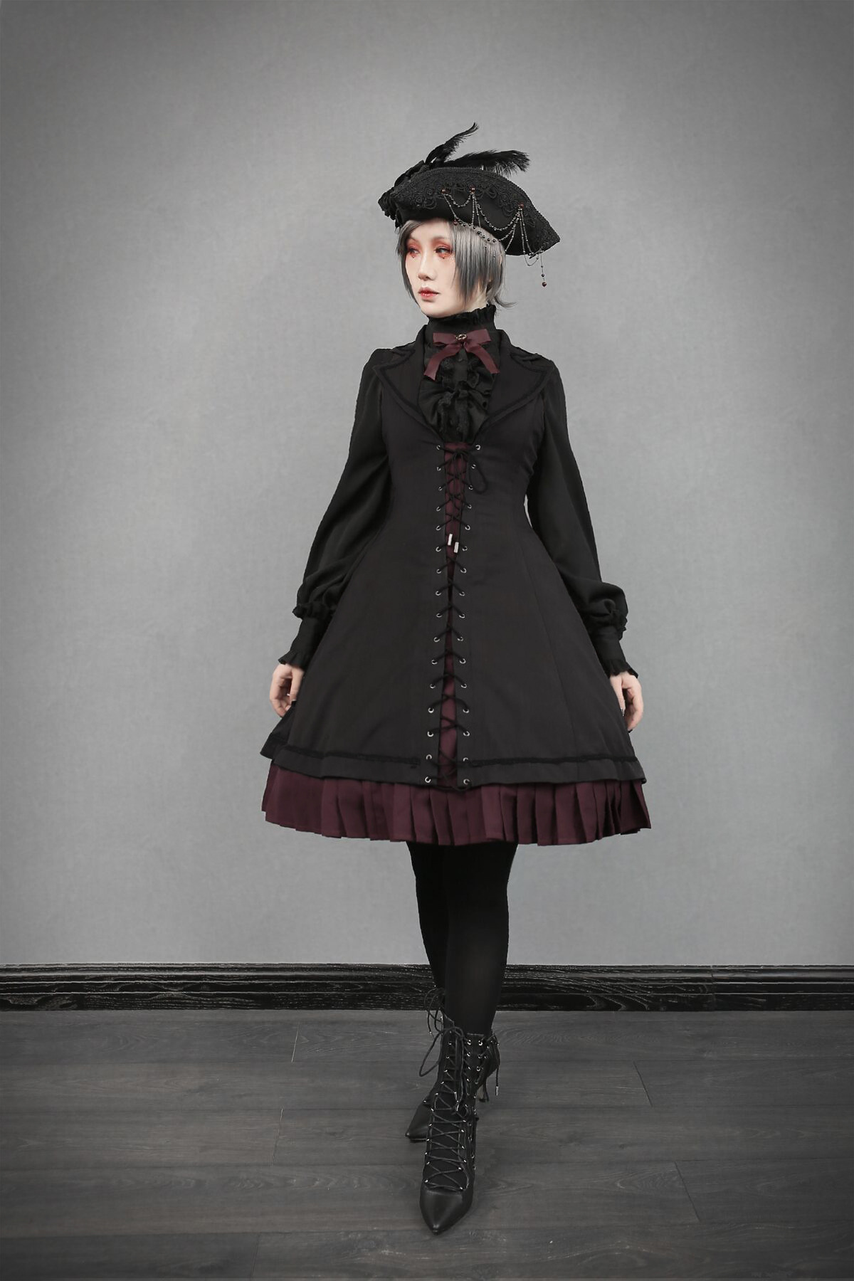 lolita-wardrobe:  New Release: Foxtrot 【-Farron Covenant-】 JSK and Match Hat◆