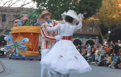 grrawr:  Bert and Mary dancing down Main Street 