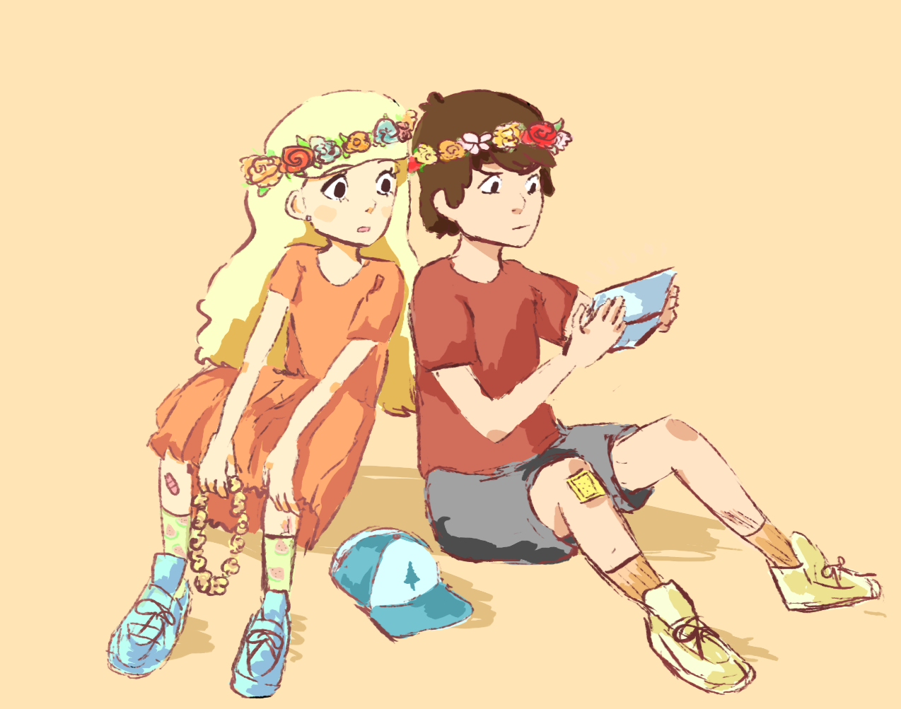 seaburrito:  handhelds and flower crownsbesties being bestiespacifica is bewildered