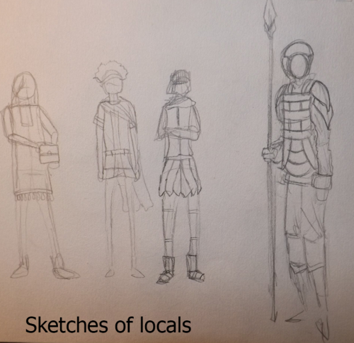 Sketches for a new setting I’m trying to develop, about some demon being banished from the underworld and trying to adjust to life in the world of the living - which happens to be some fantasical Incan/Mayan-esque place. I don’t know a whole