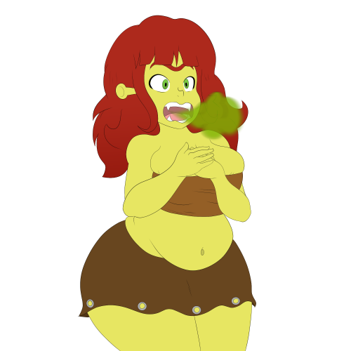  An anonymous flat color commission of the commissioner’s OC, a Shrek-like ogre farting and bu