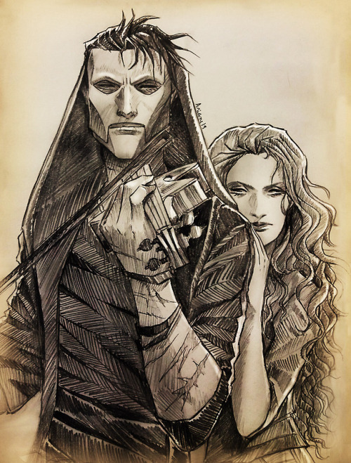 ilustrariane:“The Raven and The Dove”modern day Erik x Christine (tried a blonde Christine this time