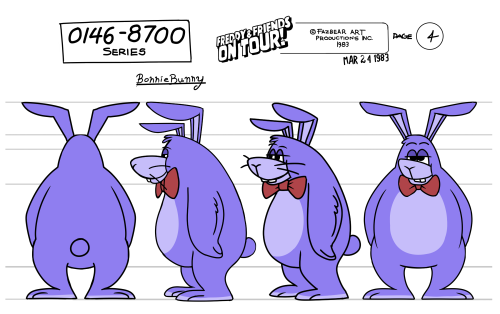 i really like the freddy and friends shorts so i made a character turnaround sheet for bonnie based 