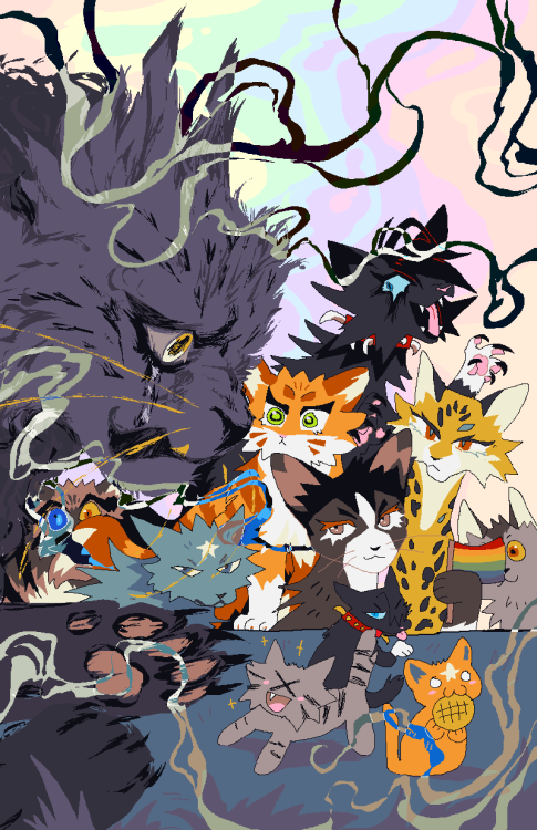 montejeska:piece i did for clanzine 2 that was based around old warriorcats mspaint art -Do not