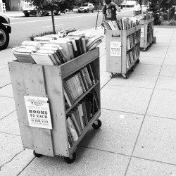 dukeofbookingham:  Books on the sidewalk.