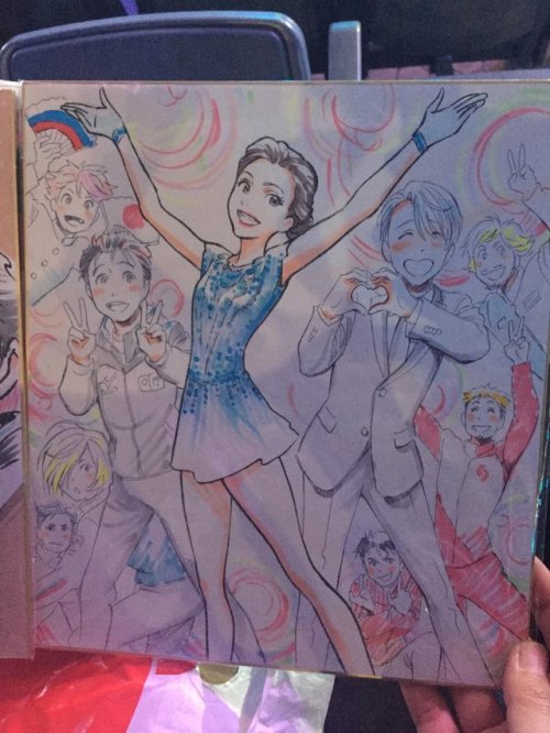 Slight Otayuri in new “official” art - YOI character designer Hiramatsu Tadashi’s illustration gift to Evgenia Medvedeva (Lucky girl…again) at World Team Trophy!